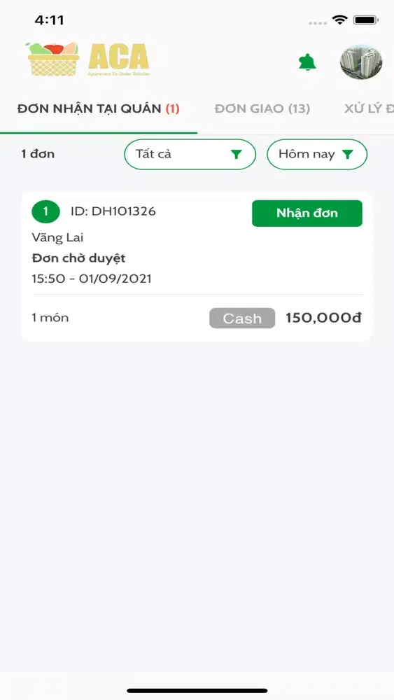 Ảnh chụp màn hình của ACA Merchant