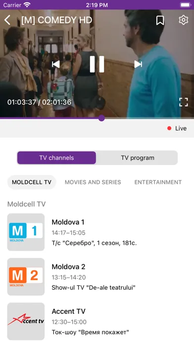 Capturas de tela do Moldcell TV