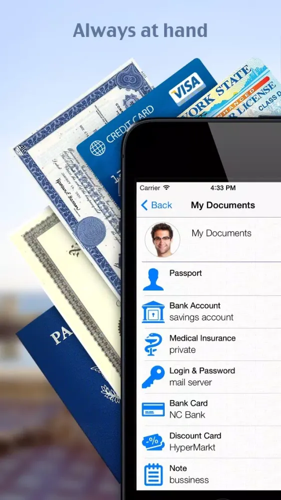Capturas de tela do iKeepDocs Lite