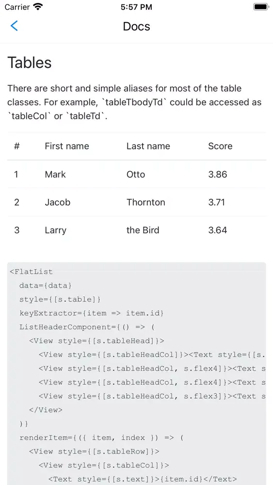 ภาพหน้าจอของ React Native Bootstrap Styles