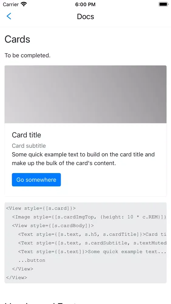 ภาพหน้าจอของ React Native Bootstrap Styles