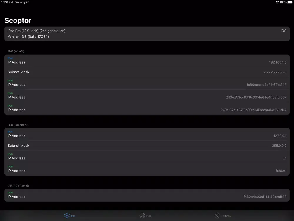 Скриншоты Scoptor - Network Tools iPad 