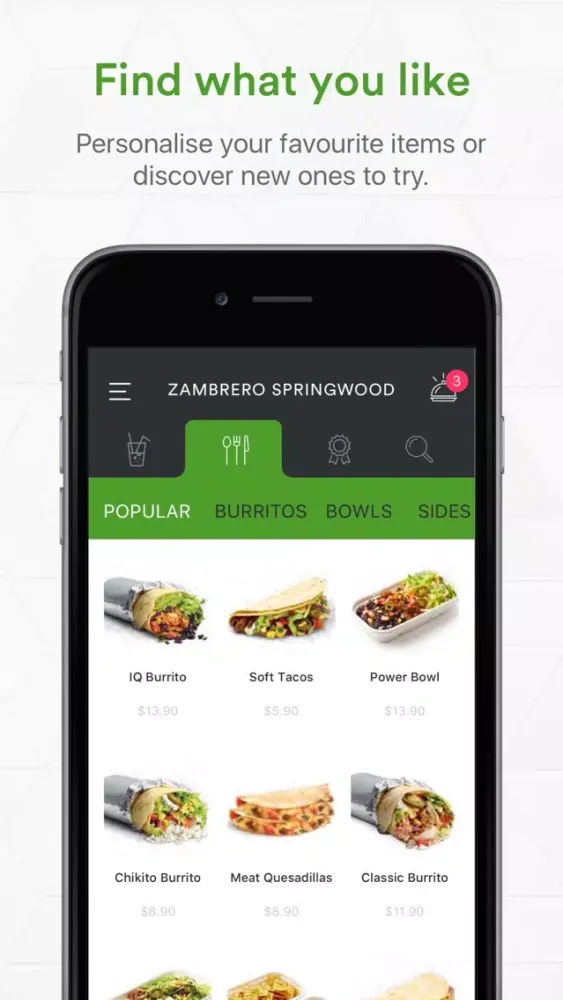 Tangkapan skrin Zambrero Australia