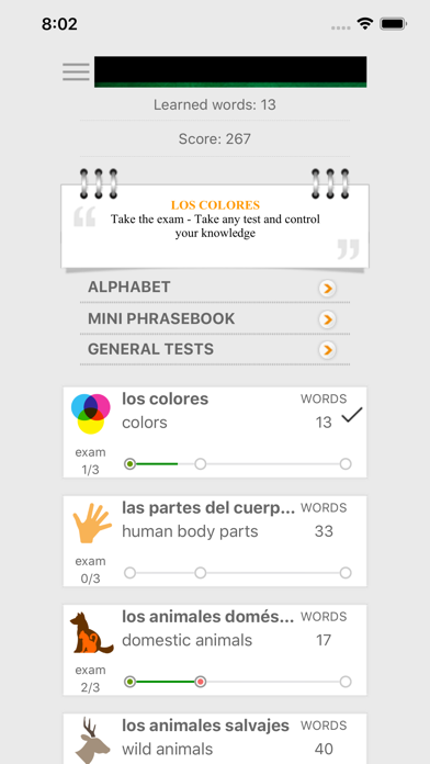 Capturas de tela do Learn Spanish words with ST