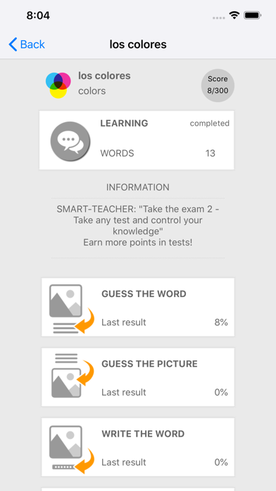 Capturas de tela do Learn Spanish words with ST