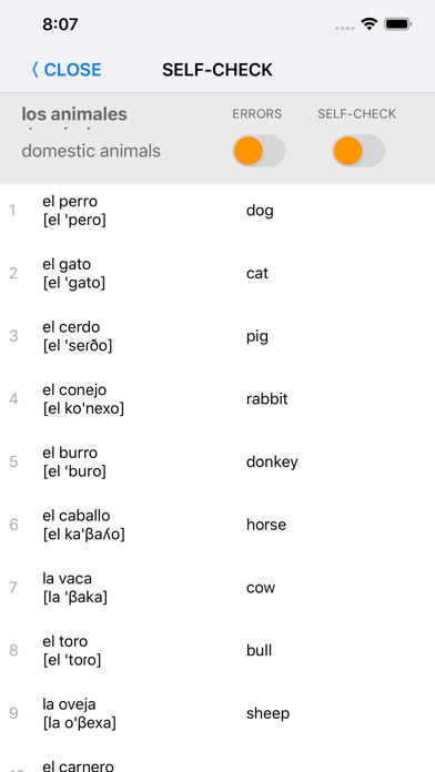 Capturas de tela do Learn Spanish words with ST