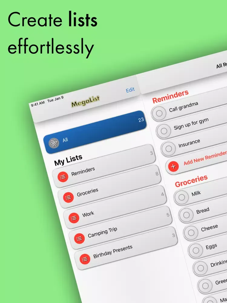 Zrzuty ekranu MegaList: ToDo & Productivity iPad 