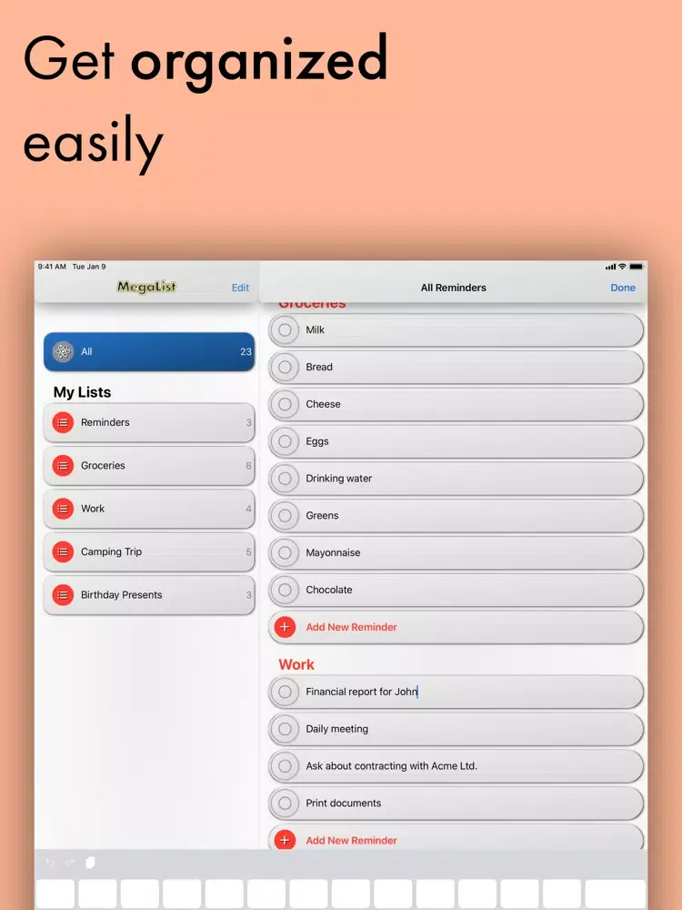 Zrzuty ekranu MegaList: ToDo & Productivity iPad 