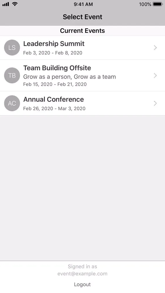 Screenshot di COMPLETE Events