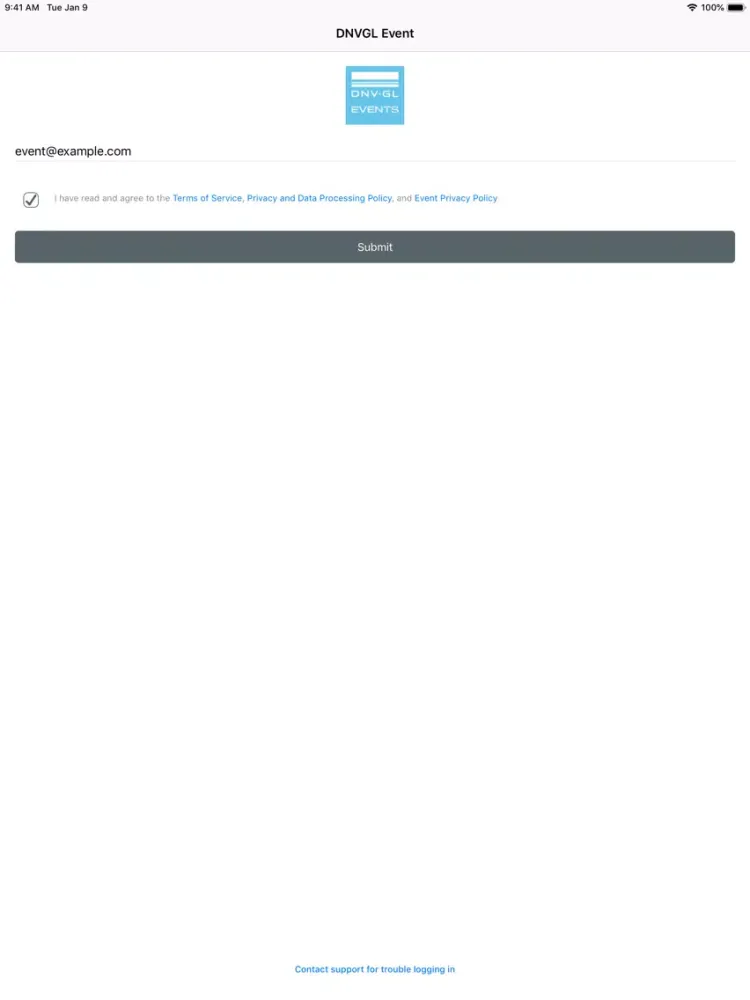 Capturas de pantalla de DNV GL Events iPad 