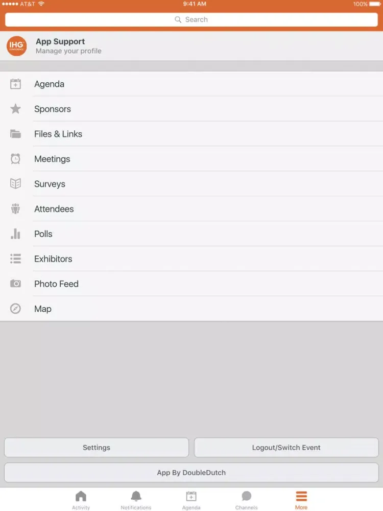 Capturas de tela do 2019 IHG Americas Conference iPad 