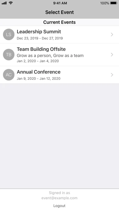 Screenshot di Hughes Events