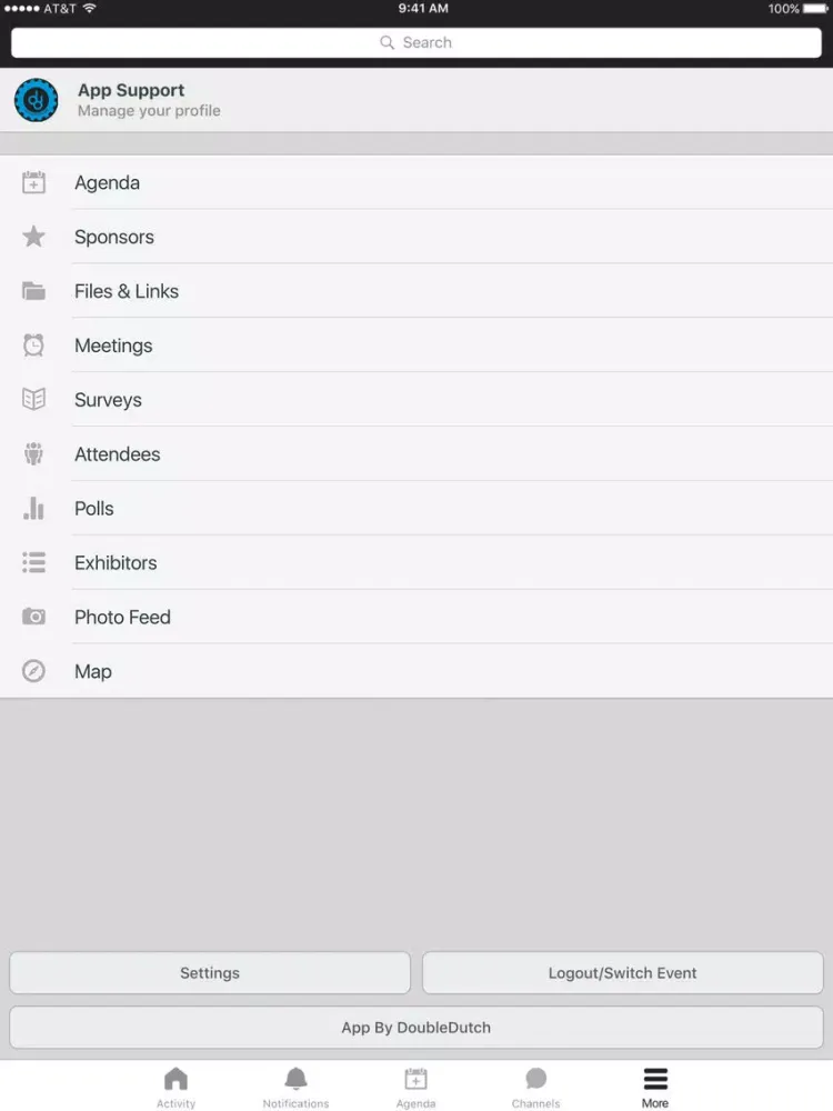 Screenshot di NFPA Events iPad 