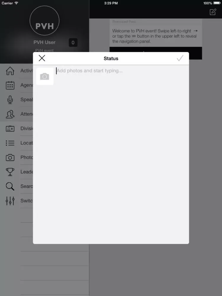 Screenshot di PVH e-vent iPad 