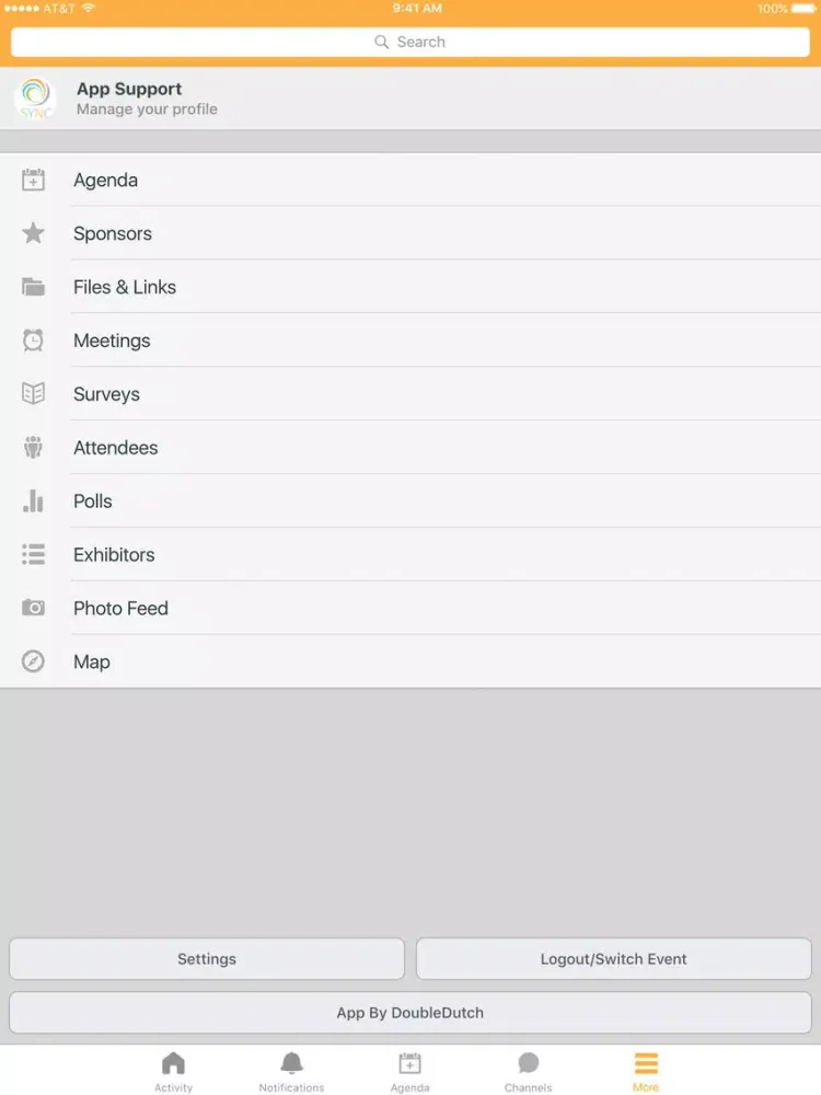 Tangkapan layar SYNC Conference and Web Series iPad 