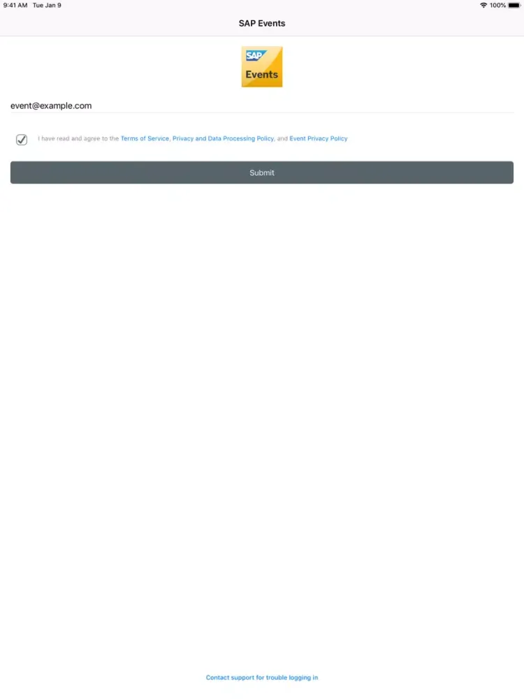 ภาพหน้าจอของ SAP Events EMEA&MEE iPad 