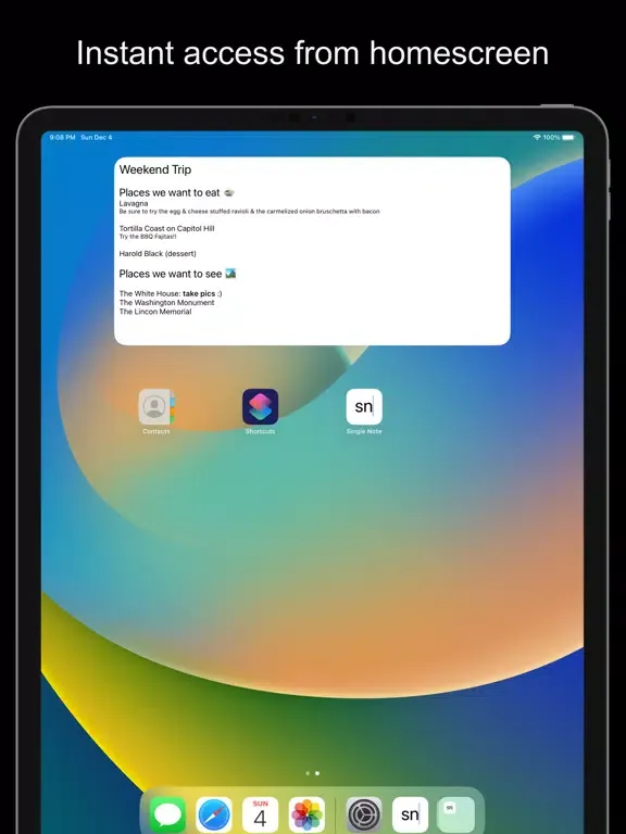 Single Note: minimalistic note iPad  Screenshots