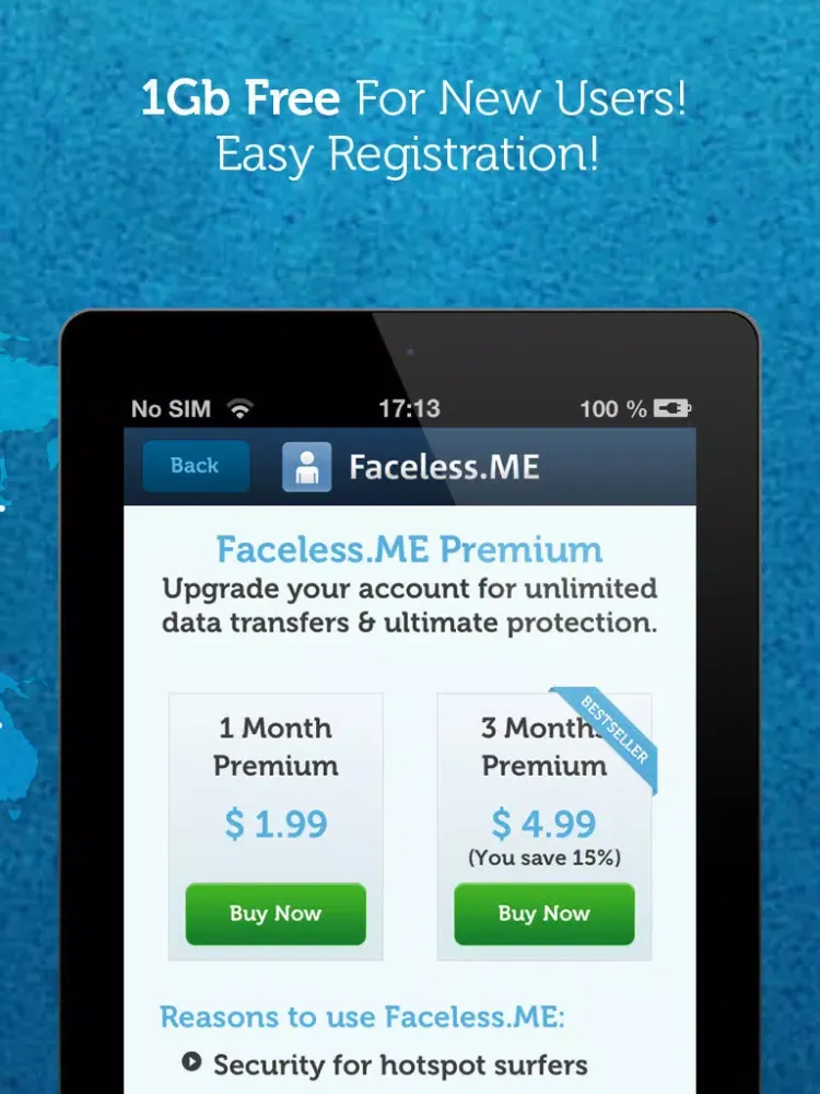 Faceless VPN Connection iPad 應用截圖