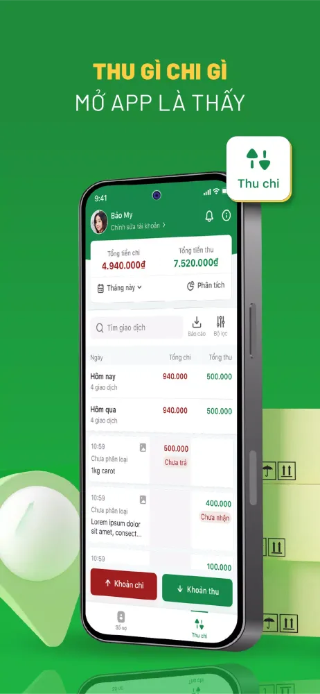 Screenshot di Sổ Thu Chi