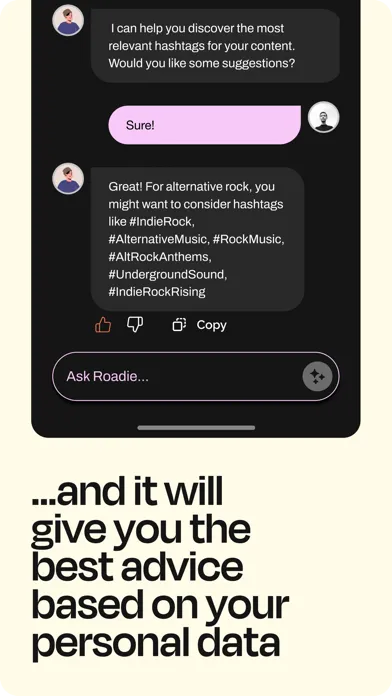 Roadie: Your AI Artist Manager Ekran Görüntüleri