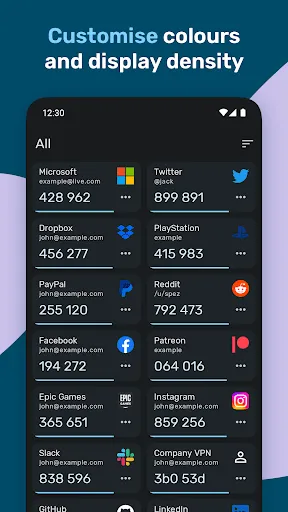 Capturas de tela do Authenticator Pro