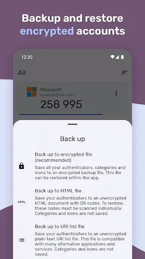 Capturas de tela do Authenticator Pro