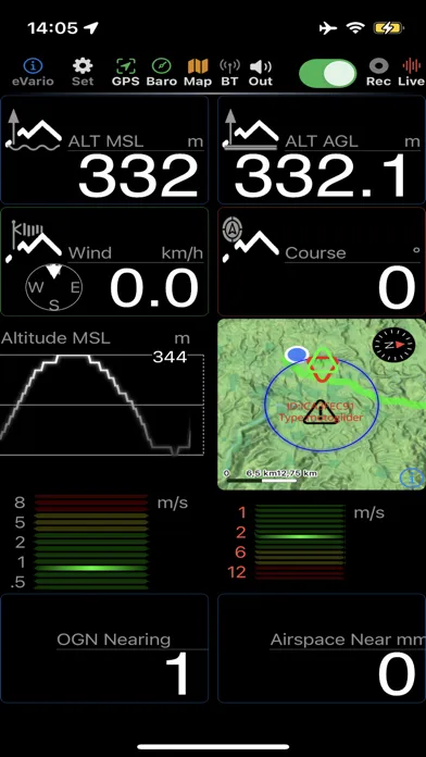 Capturas de tela do eVario2  - Variometer Pro