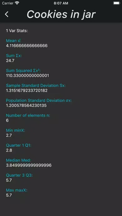 ภาพหน้าจอของ Staty - Statistics Calculator