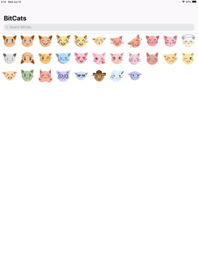 ภาพหน้าจอของ BitCats Sticker Pack iPad 