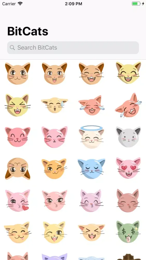 ภาพหน้าจอของ BitCats Sticker Pack
