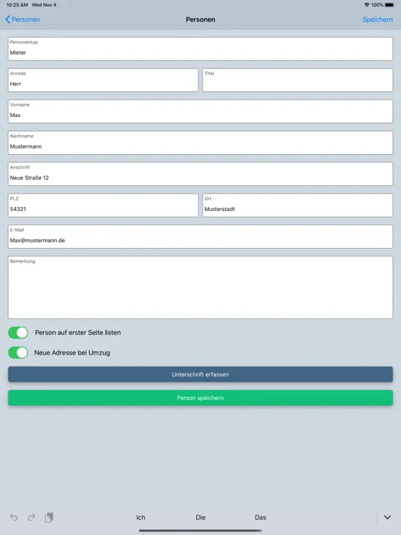ภาพหน้าจอของ Protokoll Report iPad 