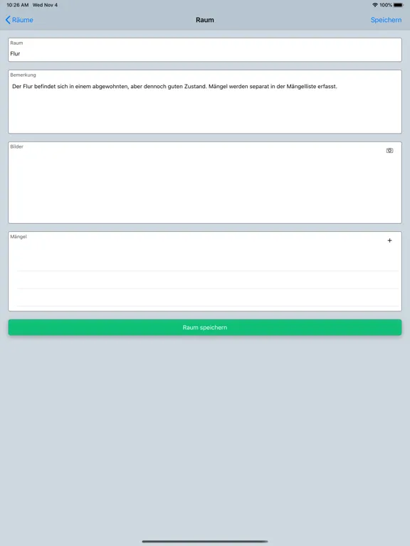 ภาพหน้าจอของ Protokoll Report iPad 