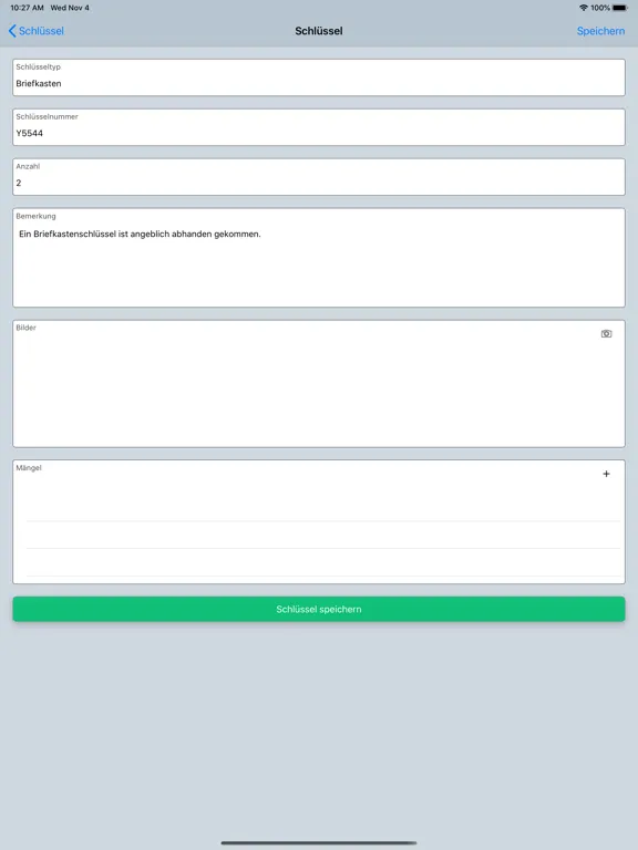 ภาพหน้าจอของ Protokoll Report iPad 