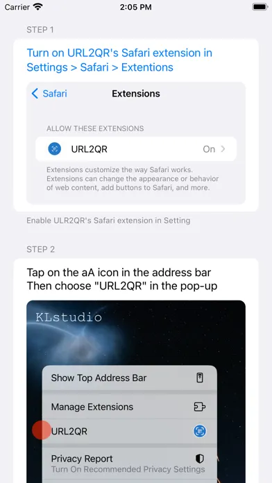 Capturas de pantalla de URL2QR Extension