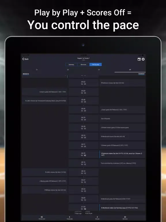 Spoiler-free Basketball Scores iPad  Screenshots