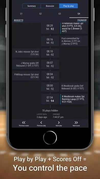 Spoiler-free Basketball Scores Screenshots
