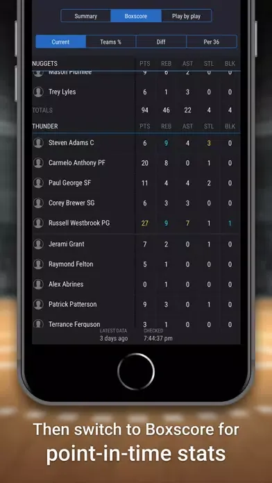 Spoiler-free Basketball Scores Screenshots