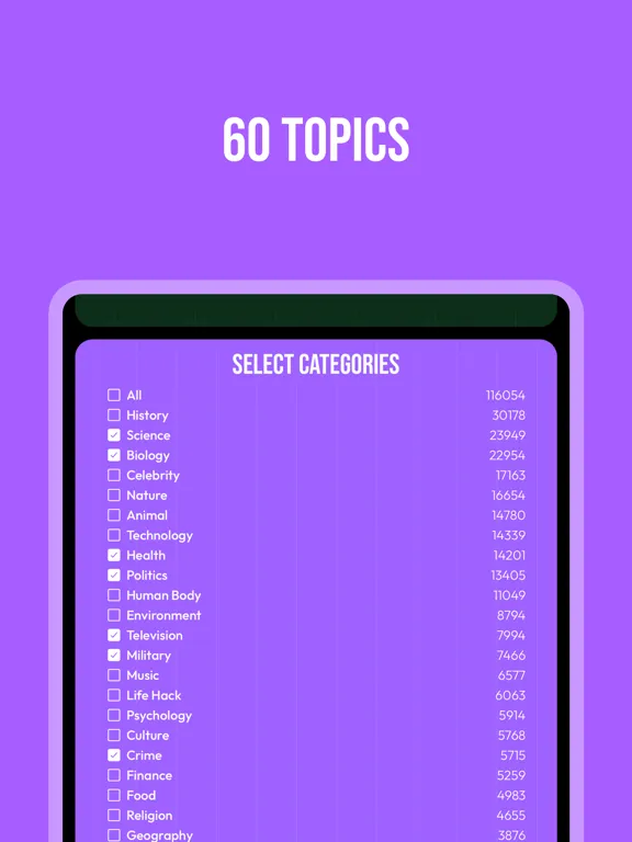 Capturas de pantalla de Only Facts - 100k+ Fun Facts iPad 