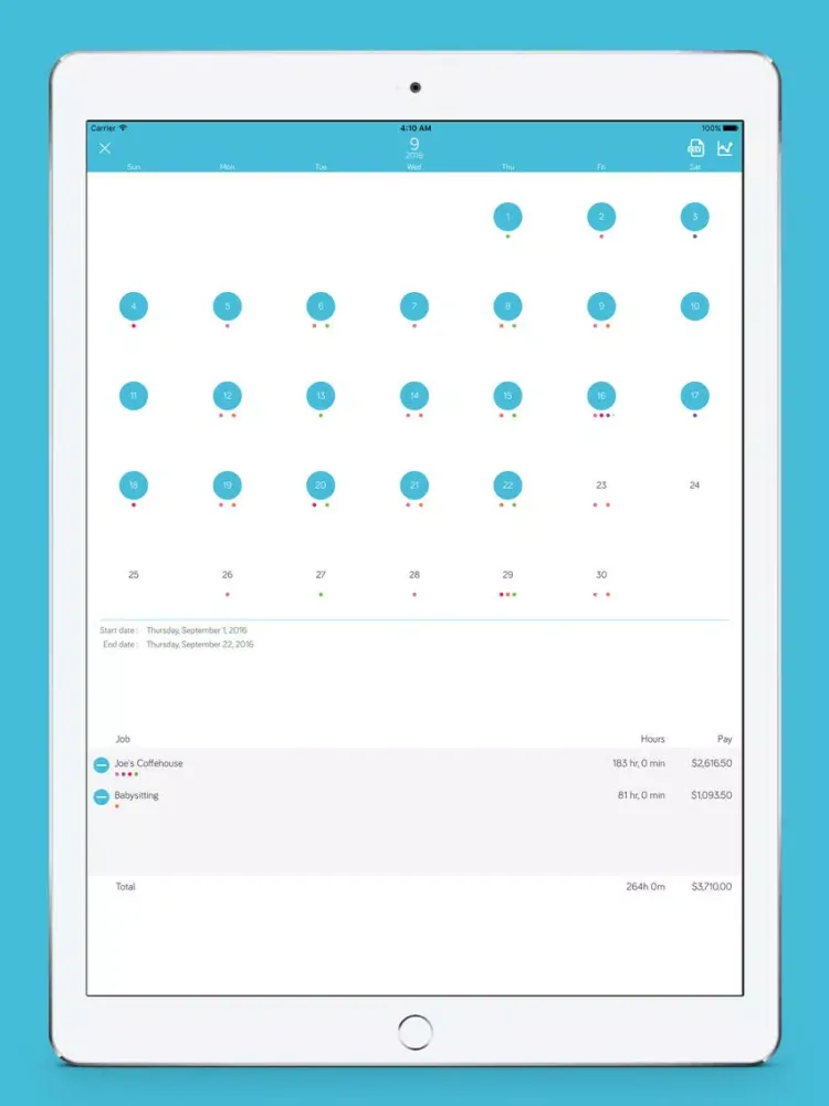 PayDay, Elegant Shift Calendar iPad  Screenshots