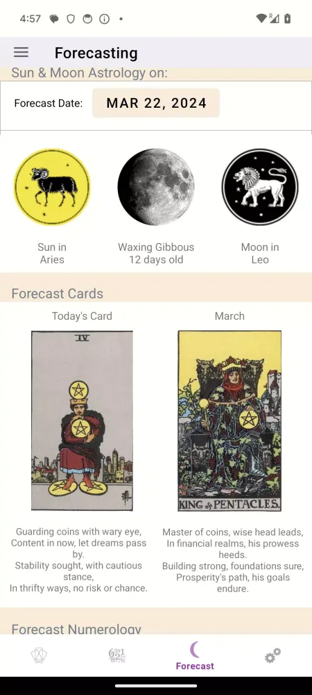 Tangkapan layar Tarot & Numerology