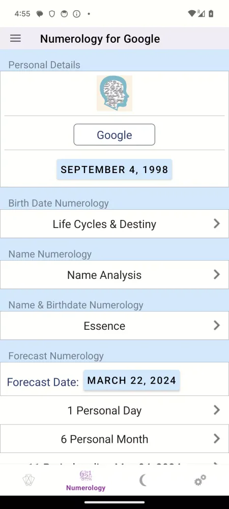 Tangkapan layar Tarot & Numerology