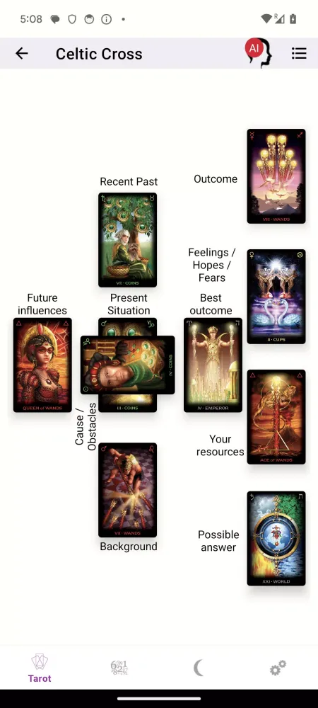 Tangkapan layar Tarot & Numerology