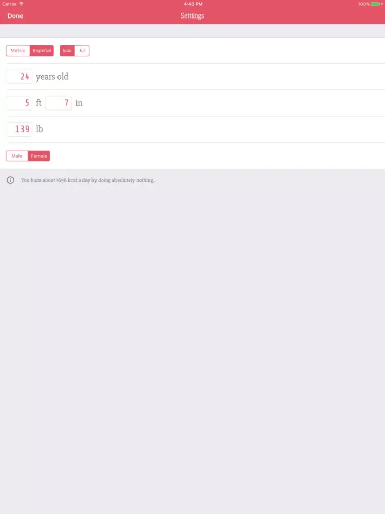 Ảnh chụp màn hình của Calorie Blaze iPad 