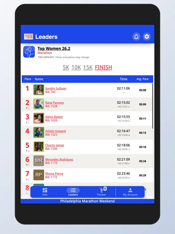 Capturas de tela do Philadelphia Marathon Weekend iPad 