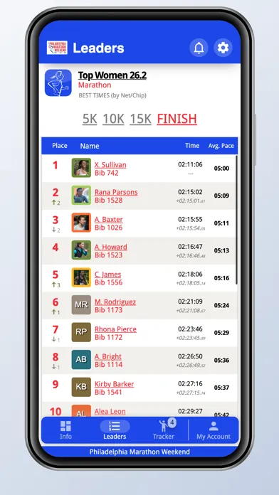 Capturas de tela do Philadelphia Marathon Weekend