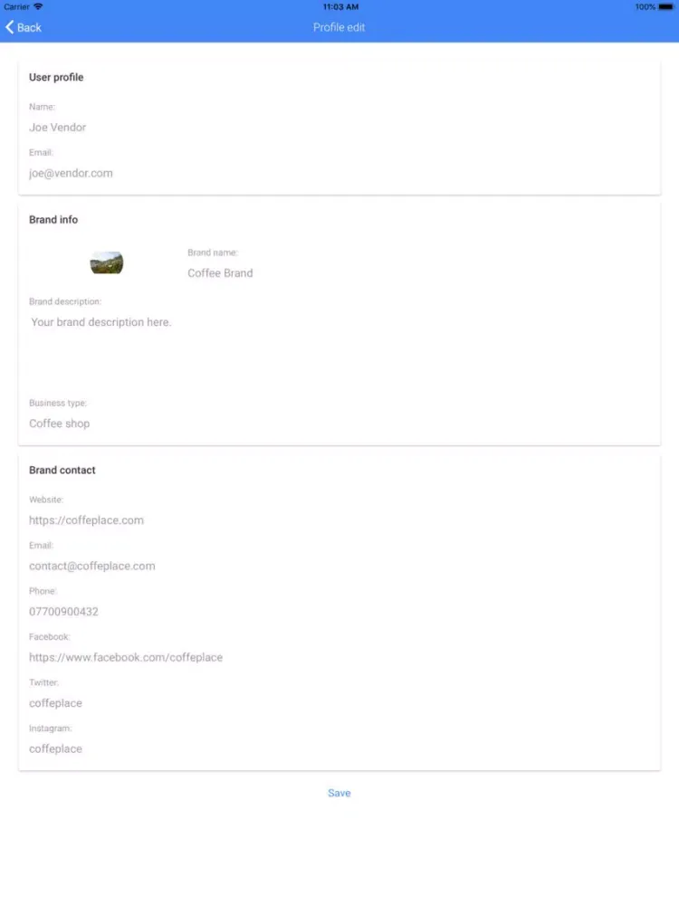 Stampapp Vendor iPad  Screenshots