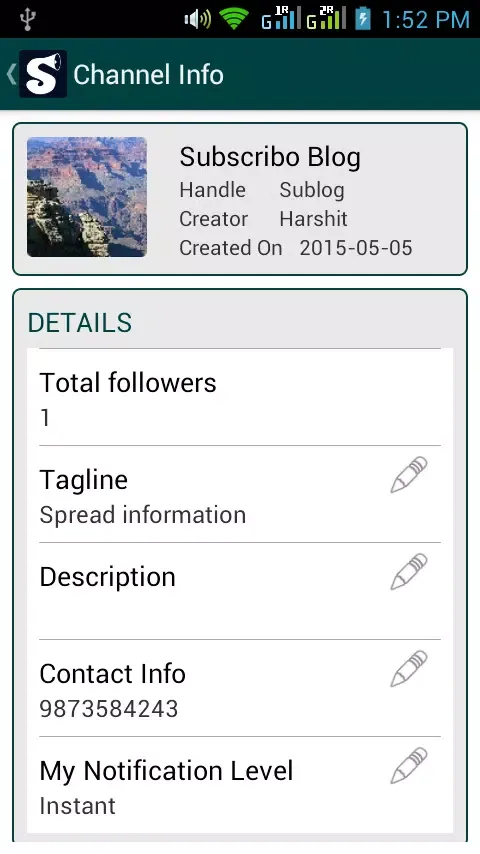 Ảnh chụp màn hình của Subscribo