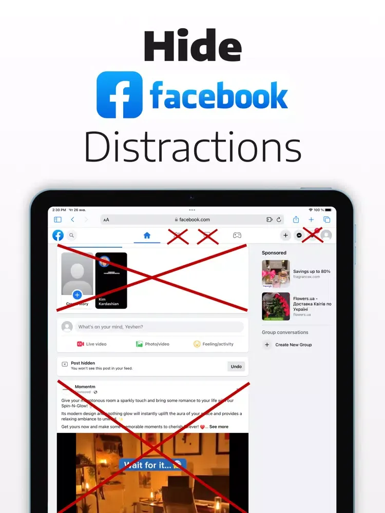 Distraction Free for Facebook iPad  স্ক্রিনশট