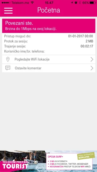 ภาพหน้าจอของ Telekom WiFi