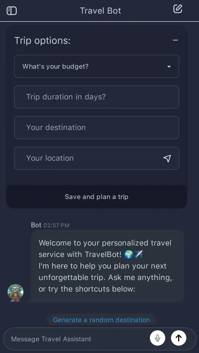 Capturas de pantalla de Travel Bot Assistant